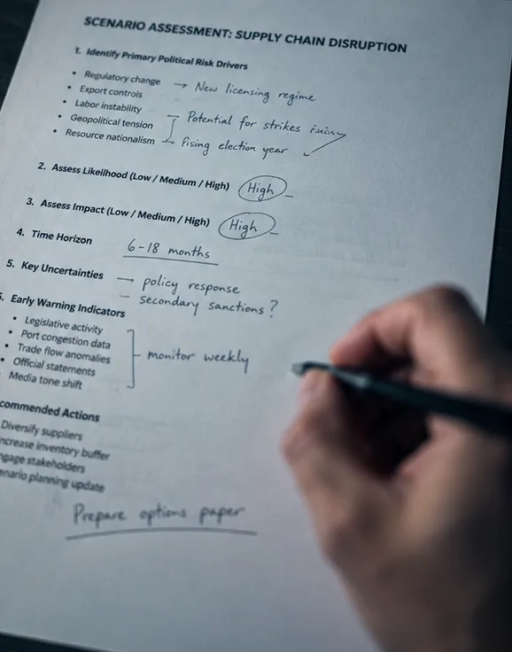 A marked-up analytic worksheet from the curriculum